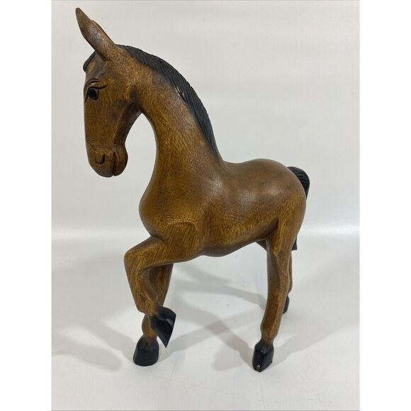 Vintage Large MCM Solid Wood Horse Hand Carved Sculpture 14” - Picture 6 of 16